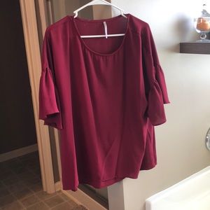 Burgundy ruffle sleeve top